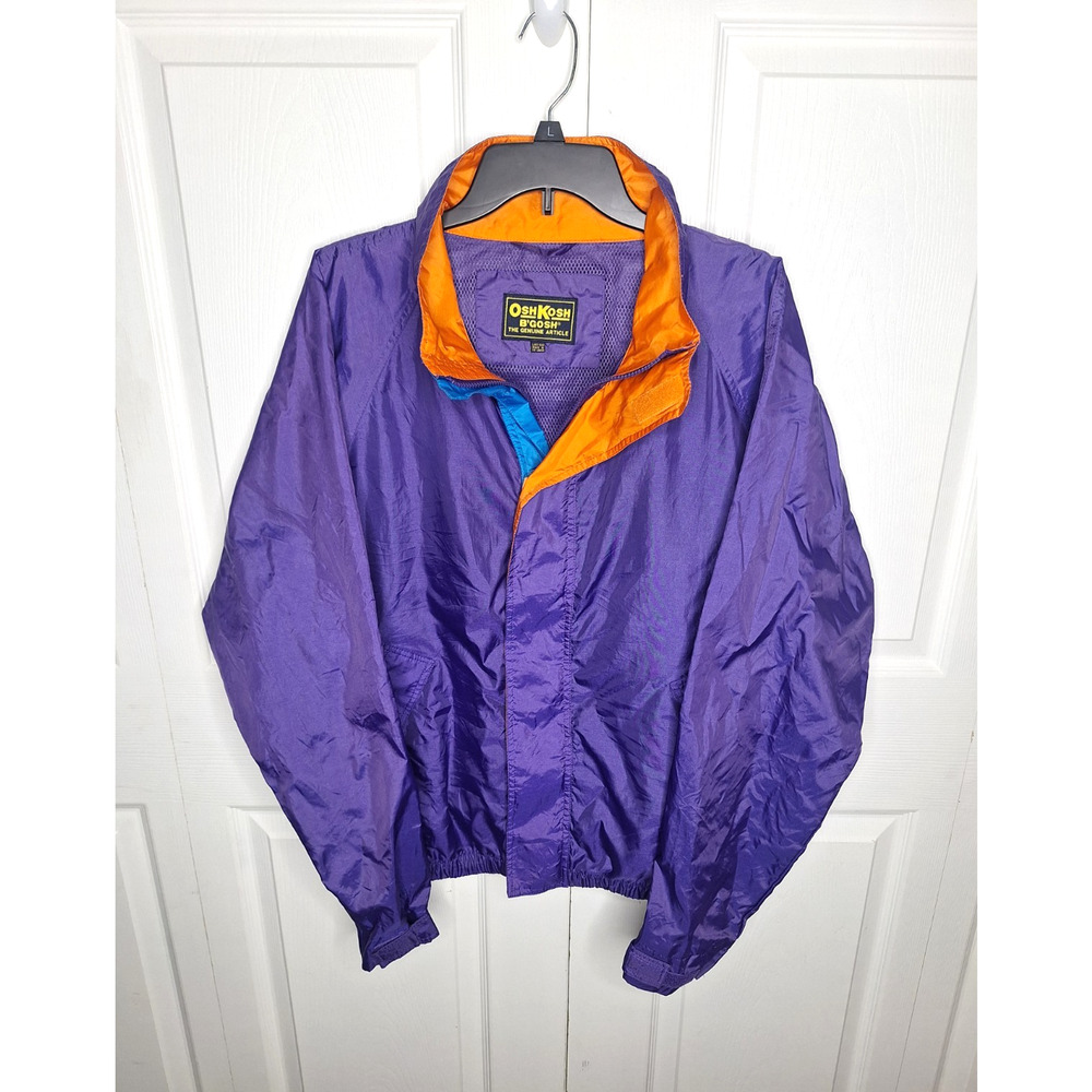 Vintage Osh Kosh B’gosh Purple Colorblock Windbreaker Jacket size Large 90s